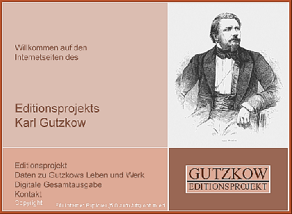 Titelseite des Editionsprojektes Karl Ferdinand Gutzkow