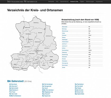 Mittelelbisches Wörterbuch: Register der Kreis- und Ortsnamen